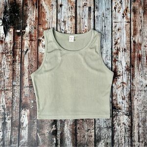 Romwe Siege Cropped Racerback Ribbed Tank